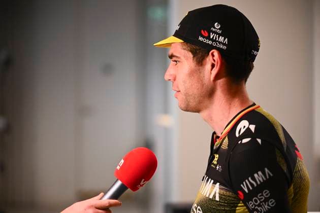 Cycling Criterium Herentals HERENTALS, BELGIUM - JULY 31 : Van Aert Wout (BEL) of Team Visma - Lease a Bike during an interview pictured during Herentals Fietst an after Tour Criterium in Herentals. On July 31, 2025 in Herentals, Belgium, 31 07 2025 Herentals Belgium  Copyright: xGvgx
