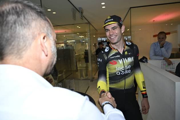 Belgian Wout van Aert of Team Visma-Lease a Bike and pictured before the Natourcriterium Herentals cycling race, in Herentals. The contest is a part of the traditional criteriums , local races in which mainly cyclists who rode the Tour de France compete. TOM GOYVAERTS TomxGoyvaerts  x130370867x