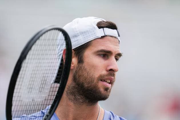ATP, Tennis Herren Masters 1000 National Bank Open Toronto Presented by Rogers 2025 - Day 6 Karen Khachanov of Russia looks on against Emilio Nava of the United States during the Men s Singles third round match on day 6 of the ATP Masters 1000 National Bank Open at Sobeys Stadium. on July 31, 2025 in Toronto, Canada. (Photo by Leonardo Ramirez Eyepix Group) Copyright: xLeonardoxRamirezx xEyepixxGroupx LR-31072025-03205