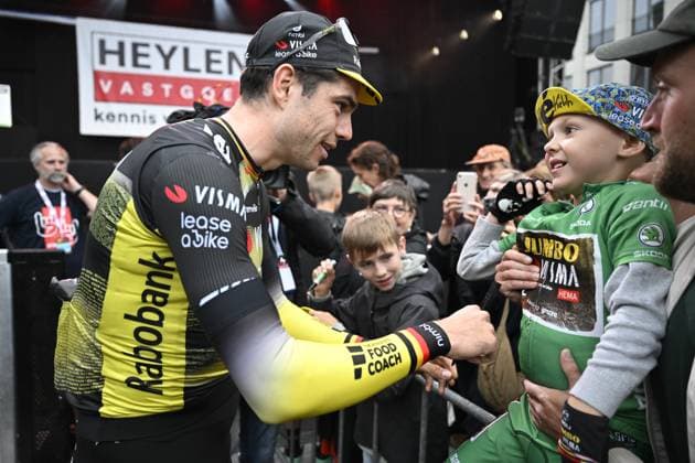 Belgian Wout van Aert of Team Visma-Lease a Bike and pictured before the Natourcriterium Herentals cycling race, Thursday 31 July 2025 in Herentals. The contest is a part of the traditional criteriums , local races in which mainly cyclists who rode the Tour de France compete. TOM GOYVAERTS TomxGoyvaerts  x130373776x