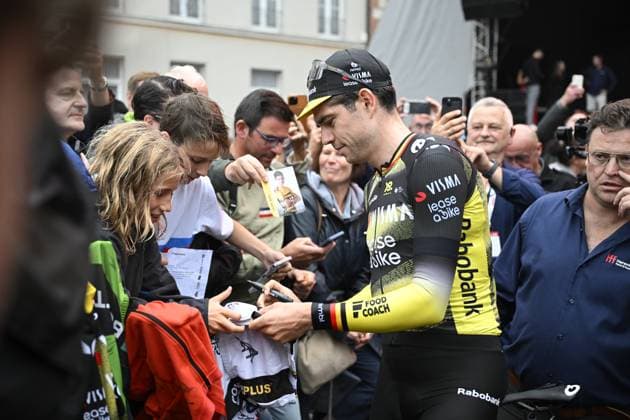 Belgian Wout van Aert of Team Visma-Lease a Bike and pictured before the Natourcriterium Herentals cycling race, Thursday 31 July 2025 in Herentals. The contest is a part of the traditional criteriums , local races in which mainly cyclists who rode the Tour de France compete. TOM GOYVAERTS TomxGoyvaerts  x130374610x