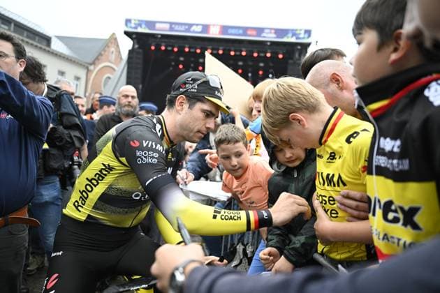 Belgian Wout van Aert of Team Visma-Lease a Bike and pictured before the Natourcriterium Herentals cycling race, Thursday 31 July 2025 in Herentals. The contest is a part of the traditional criteriums , local races in which mainly cyclists who rode the Tour de France compete. TOM GOYVAERTS TomxGoyvaerts  x130374690x