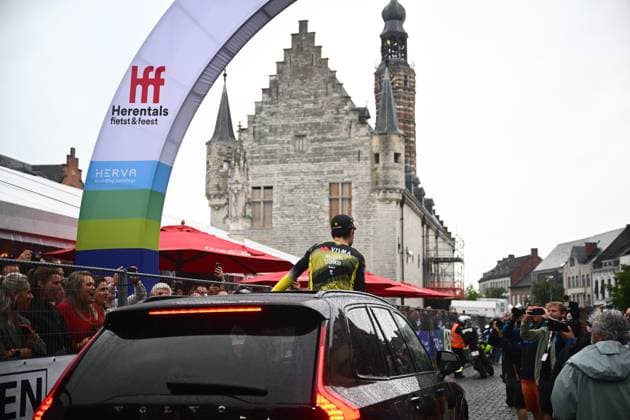 Cycling Criterium Herentals HERENTALS, BELGIUM - JULY 31 : Van Aert Wout (BEL) of Team Visma - Lease a Bike with fans during Herentals Fietst an after Tour Criterium in Herentals. On July 31, 2025 in Herentals, Belgium, 31 07 2025 Herentals Belgium  Copyright: xGvgx