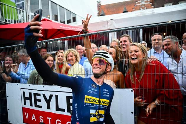 Cycling Criterium Herentals HERENTALS, BELGIUM - JULY 31 : Rider of Team Deschacht-Hens-Maes during Herentals Fietst an after Tour Criterium in Herentals. On July 31, 2025 in Herentals, Belgium, 31 07 2025 Herentals Belgium  Copyright: xGvgx