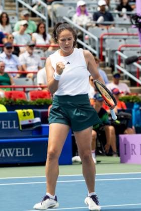 July 31, 2025, Montreal, Quebec, Canada: DARIA KASATKINA from (15) Australia reaction in first set against Marta Kostyuk (24) from Ukraine in round of 32 at Canadian Open at IGA stadium in Montreal, Quebec, Canada on 2025-07-31 Montreal Canada - ZUMAl189 20250731_zsp_l189_020 Copyright: xYannickxLegarex