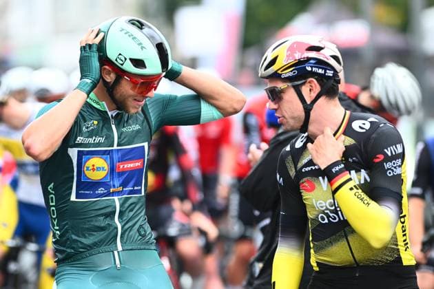 Cycling Criterium Herentals HERENTALS, BELGIUM - JULY 31 : Van Aert Wout (BEL) of Team Visma - Lease a Bike, Milan Jonathan (BEL) of Lidl - Trek at the start line during Herentals Fietst an after Tour Criterium in Herentals. On July 31, 2025 in Herentals, Belgium, 31 07 2025 Herentals Belgium  Copyright: xGvgx