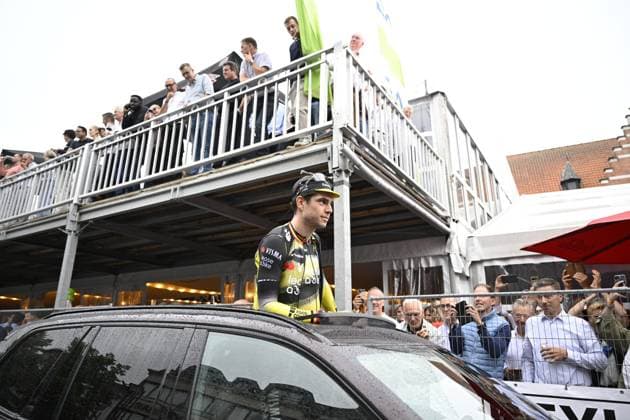 Belgian Wout van Aert of Team Visma-Lease a Bike and pictured before the Natourcriterium Herentals cycling race, Thursday 31 July 2025 in Herentals. The contest is a part of the traditional criteriums , local races in which mainly cyclists who rode the Tour de France compete. TOM GOYVAERTS TomxGoyvaerts  x130378504x