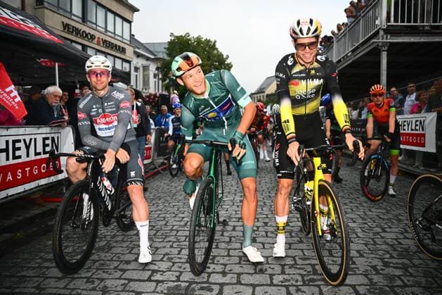 Cycling Criterium Herentals HERENTALS, BELGIUM - JULY 31 : Milan Jonathan (BEL) of Lidl - Trek with Van Aert Wout (BEL) of Team Visma - Lease a Bike at the start line during Herentals Fietst an after Tour Criterium in Herentals. On July 31, 2025 in Herentals, Belgium, 31 07 2025 Herentals Belgium  Copyright: xGvgx