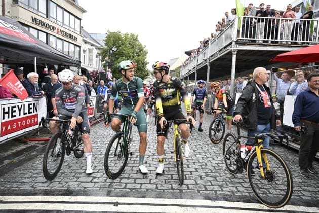 The pack of riders pictured in action during the Natourcriterium Herentals cycling race, Thursday 31 July 2025 in Herentals. The contest is a part of the traditional criteriums , local races in which mainly cyclists who rode the Tour de France compete. TOM GOYVAERTS TomxGoyvaerts  x130379365x