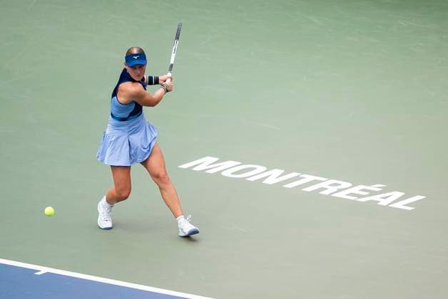 July 31, 2025, Montreal, Pq, CANADA: Suzan Lamens, of the Netherlands, returns a shot from Lin Zhu, of China, during third round tennis action at the National Bank Open tennis tournament in Montreal on Thursday, July 31, 2025. Canada News - July 31, 2025 - ZUMAc35_ 20250731_zaf_c35_041 Copyright: xChristopherxKatsarovx