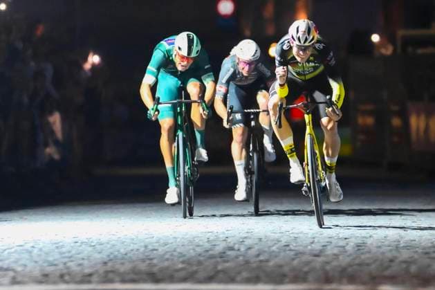Cycling Criterium Herentals HERENTALS, BELGIUM - JULY 31 : Van Aert Wout (BEL) of Team Visma - Lease a Bike, Groves Kaden (AUS) of Alpecin-Deceuninck, Milan Jonathan (BEL) of Lidl - Trek in the final sprint during Herentals Fietst an after Tour Criterium in Herentals. On July 31, 2025 in Herentals, Belgium, 31 07 2025 Herentals Belgium  Copyright: xGvgx
