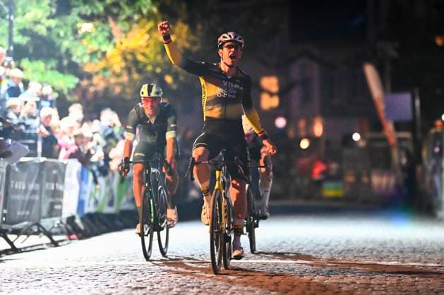 Cycling Criterium Herentals HERENTALS, BELGIUM - JULY 31 : Van Aert Wout (BEL) of Team Visma - Lease a Bike celebrating his victory during Herentals Fietst an after Tour Criterium in Herentals. On July 31, 2025 in Herentals, Belgium, 31 07 2025 Herentals Belgium  Copyright: xGvgx