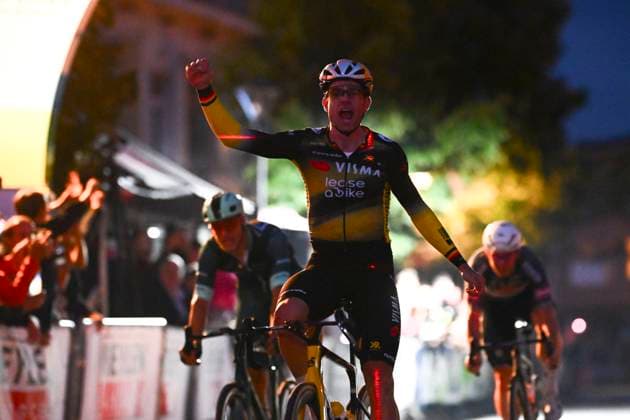 Cycling Criterium Herentals HERENTALS, BELGIUM - JULY 31 : Van Aert Wout (BEL) of Team Visma - Lease a Bike celebrating his victory during Herentals Fietst an after Tour Criterium in Herentals. On July 31, 2025 in Herentals, Belgium, 31 07 2025 Herentals Belgium  Copyright: xGvgx