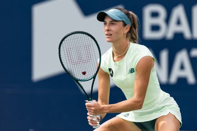 July 31, 2025, Montreal, Quebec, Canada: MCCARTNEY KESSLER (28) from USA waiting service in first set against Mirra Andreeva (4) in round of 32 at Canadian Open at IGA stadium in Montreal, Quebec, Canada on 2025-07-31 Montreal Canada - ZUMAl189 20250731_zsp_l189_049 Copyright: xYannickxLegarex