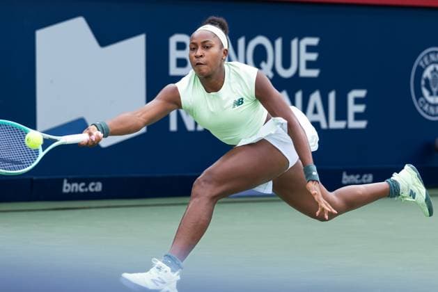 July 31, 2025, Montreal, Quebec, Canada: COCO GAUFF (1) from USA forehand in first set against Veronika Kudermetova in round of 32 at Canadian Open at IGA stadium in Montreal, Quebec, Canada on 2025-07-31 Montreal Canada - ZUMAl189 20250731_zsp_l189_083 Copyright: xYannickxLegarex