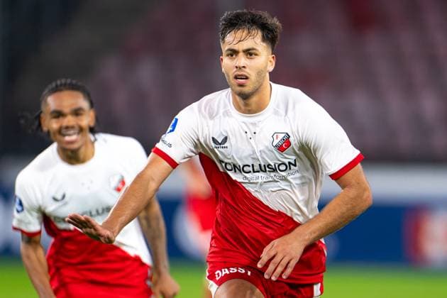 2025-07-31 FC Utrecht v FC Sheriff Tiraspol - UEFA Europa League 2025 26 Second Qualifying Round Second Leg UTRECHT, NETHERLANDS - JULY 31: Souffian El Karouani of FC Utrecht celebrates after scoring the team s fourth goal during the UEFA Europa League 2025 26 Second Qualifying Round Second Leg match between FC Utrecht and FC Sheriff Tiraspol at Stadion Galgenwaard on July 31, 2025 in Utrecht, Netherlands. Utrecht Stadion Galgenwaard Netherlands Content not available for redistribution in The Netherlands directly or indirectly through any third parties. Copyright: xJorisxVerwijstx