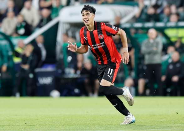 Hibernian v FC Midtjylland UEFA Europa League Dar’o Osorio of FC Midtjylland celebrates scoring his teams first goal during the UEFA Europa League Second Qualifying Round Second Leg match at Easter Road, Edinburgh UK Newspapers OUT Copyright: xFredxPalmerx FIL-22024-0131