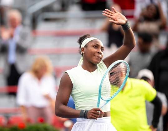 July 31, 2025, Montreal, Pq, CANADA: Coco Gauff of the United States celebrates after defeating Veronika Kudermetova during third round tennis action at the National Bank Open tennis tournament in Montreal on Thursday, July 31, 2025. Canada News - July 31, 2025  - ZUMAc35_ 20250731_zaf_c35_096 Copyright: xChristopherxKatsarovx