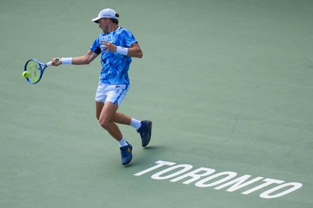 Casper Ruud of Norway plays a forehand against Nuno Borges of Portugal during the Men s Singles third round match on day 6 of the ATP, Tennis Herren Masters 1000 National Bank Open at Sobeys Stadium. on July 31, 2025 in Toronto, Canada. Toronto Canada - ZUMAe321 20250731_zia_e321_040 Copyright: xLeonardoxRamirezx