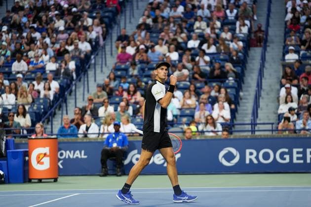 National Bank Open 2025 - Day 6 TORONTO, CANADA - JULY 31: Matteo Arnaldi of Italy celebrates after a point against Alexander Zverev of Germany on day six of the 2025 National Bank Open at Sobeys Stadium in Toronto, Ontario, Canada on July 31, 2025. Mert Alper Dervis Anadolu Ontario Canada. Editorial use only. Please get in touch for any other usage.  Copyright: x2025xAnadoluxMertxAlperxDervisx