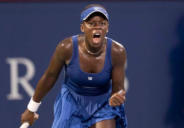July 31, 2025, Montreal, Pq, Canada: p>Victoria Mboko of Canada reacts during her match against Marie Bouzkova of Czechia during third round tennis action at the National Bank Open in Montreal, Thursday, July 31, 2025. Canada News - July 31, 2025  - ZUMAc35_ 20250731_zaf_c35_160 Copyright: xChristinnexMuschix