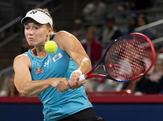 July 31, 2025, Montreal, Pq, Canada: Elena Rybakina of Kazakhstan hits a return to Jaqueline Cristian of Romania during third round tennis action at the National Bank Open in Montreal, Thursday, July 31, 2025. Canada News - July 31, 2025  - ZUMAc35_ 20250731_zaf_c35_173 Copyright: xChristinnexMuschix