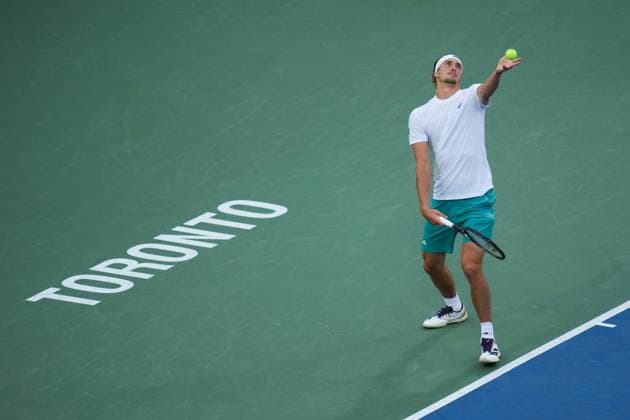 ATP, Tennis Herren Masters 1000 National Bank Open Toronto Presented by Rogers 2025 - Day 6 Alexander Zverev of Germany serves to Alexander Zverev of Germany (not pictured) during the Men s Singles third round match on day 6 of the ATP Masters 1000 National Bank Open at Sobeys Stadium. on July 31, 2025 in Toronto, Canada. (Photo by Leonardo Ramirez Eyepix Group) Copyright: xLeonardoxRamirezx xEyepixxGroupx LR-31072025-06991