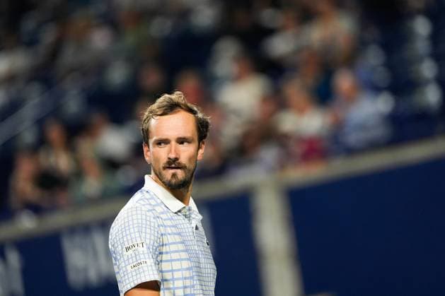 National Bank Open 2025 - Day 6 TORONTO, CANADA - JULY 31 : Daniil Medvedev looks on during a match against Alexei Popyrin of Australia on day six of the 2025 National Bank Open at Sobeys Stadium in Toronto, Ontario, Canada on July 31 , 2025. Mert Alper Dervis Anadolu Ontario Canada. Editorial use only. Please get in touch for any other usage.  Copyright: x2025xAnadoluxMertxAlperxDervisx