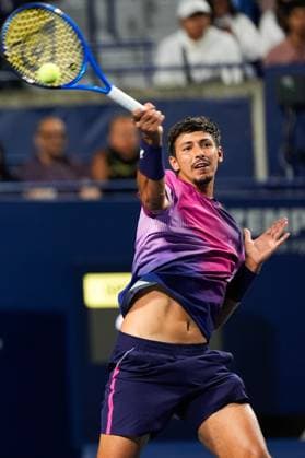 National Bank Open 2025 - Day 6 TORONTO, CANADA - JULY 31 : Alexei Popyrin of Australia in action against Daniil Medvedev on day six of the 2025 National Bank Open at Sobeys Stadium in Toronto, Ontario, Canada on July 31, 2025. Mert Alper Dervis Anadolu Ontario Canada. Editorial use only. Please get in touch for any other usage.  Copyright: x2025xAnadoluxMertxAlperxDervisx