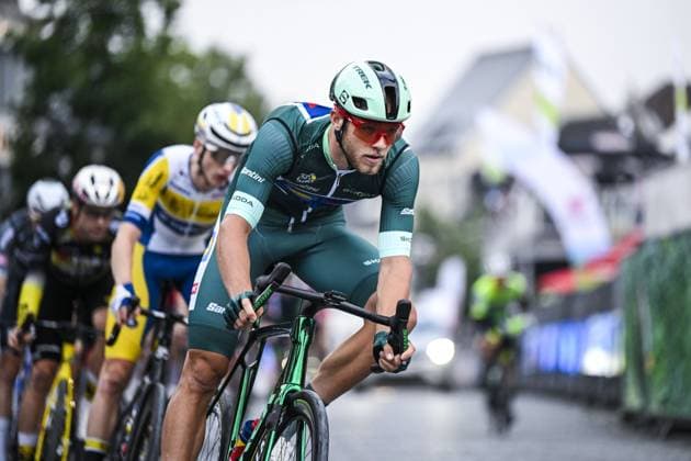 Italian Jonathan Milan of Lidl-Trek pictured in action during the Natourcriterium Herentals cycling race, Thursday 31 July 2025 in Herentals. The contest is a part of the traditional criteriums , local races in which mainly cyclists who rode the Tour de France compete. TOM GOYVAERTS TomxGoyvaerts  x130405334x