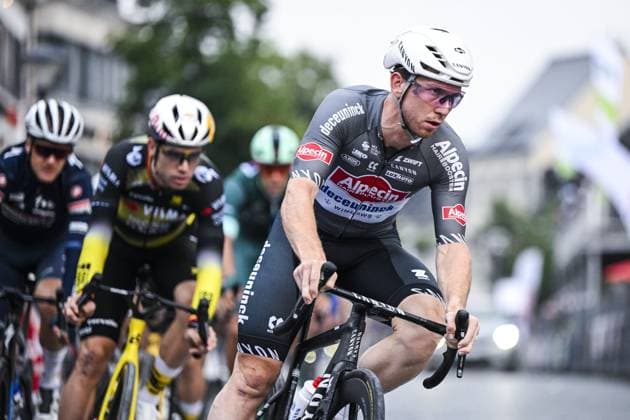 Australian Kaden Groves of Alpecin-Deceuninck pictured in action during the Natourcriterium Herentals cycling race, Thursday 31 July 2025 in Herentals. The contest is a part of the traditional criteriums , local races in which mainly cyclists who rode the Tour de France compete. TOM GOYVAERTS TomxGoyvaerts  x130405384x