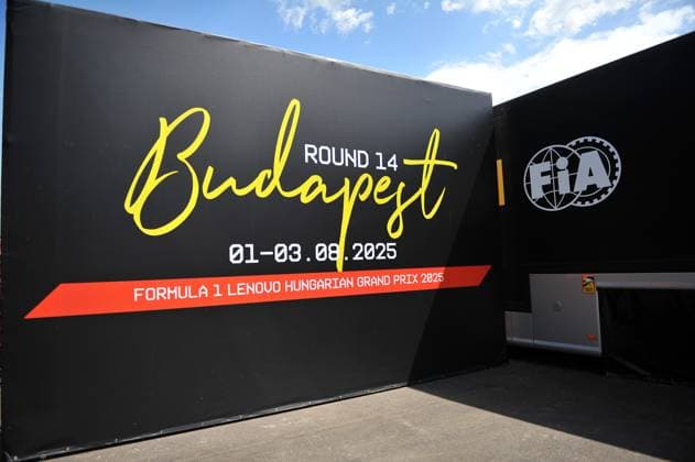 August 1, 2025, Budapest, Budapest, Hungary: The logo of the Hungarian GP on a wall on the first day of the Formula One Hungarian Grand Prix, held at the Hungaroring Budapest Hungary - ZUMAs291 20250801_zip_s291_006 Copyright: xBalintxSzentgallayx