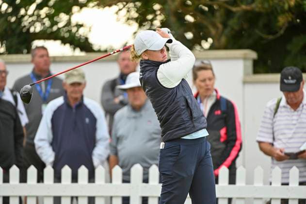 1st August 2025; Royal Porthcawl Golf Club, Porthcawl, Wales; AIG Womens Open Golf, Round 2; Meja Ortengren teeing off on the 1st tee  AledxHopkins