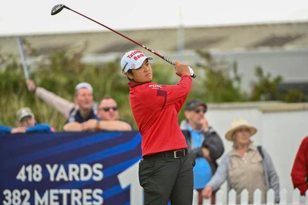 1st August 2025; Royal Porthcawl Golf Club, Porthcawl, Wales; AIG Womens Open Golf, Round 2; Pei& x2011;yun Chien teeing of on the 1st hole  AledxHopkins