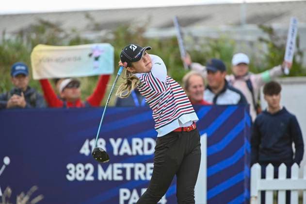 1st August 2025; Royal Porthcawl Golf Club, Porthcawl, Wales; AIG Womens Open Golf, Round 2; Yuri Yoshida teeing off on the 1st  AledxHopkins