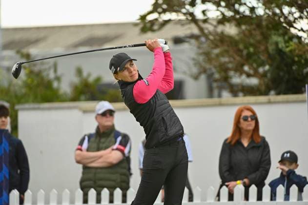 1st August 2025; Royal Porthcawl Golf Club, Porthcawl, Wales; AIG Womens Open Golf, Round 2; Morgane Metraux on the 1st tee  AledxHopkins