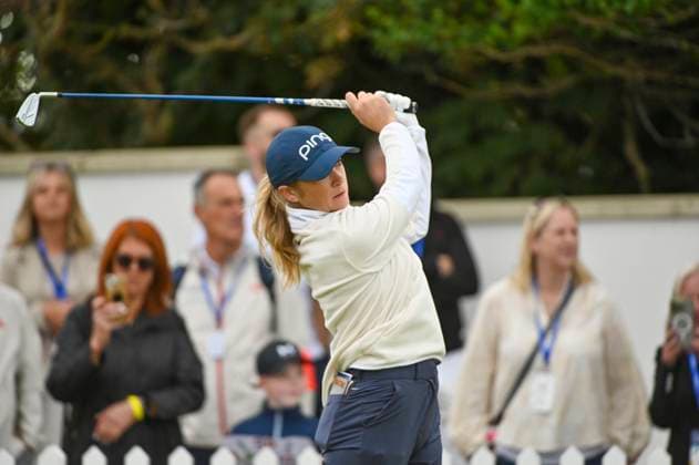 1st August 2025; Royal Porthcawl Golf Club, Porthcawl, Wales; AIG Womens Open Golf, Round 2; Amelia Garvey on the 1st tee  AledxHopkins