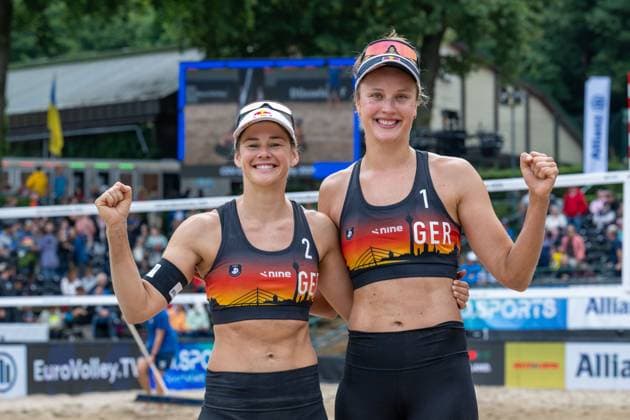European Championship Beach Volleyball Düsseldorf, 01 08 2025 Cinja Tillmann GER , Svenja Mueller GER European Championship Beach Volleyball Düsseldorf on 01 08 2025 Copyright: xBEAUTIFULxSPORTS PeterxWeberx