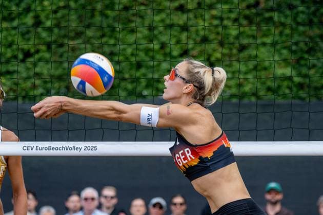 European Championship Beach Volleyball Düsseldorf, 01 08 2025 Louisa Lippmann GER European Championship Beach Volleyball Düsseldorf on 01 08 2025 Copyright: xBEAUTIFULxSPORTS PeterxWeberx