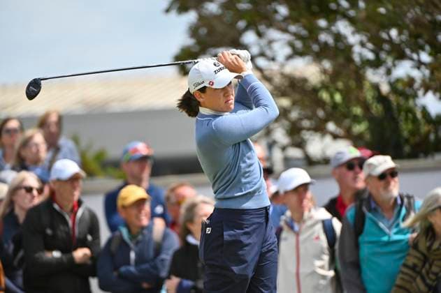 1st August 2025; Royal Porthcawl Golf Club, Porthcawl, Wales; AIG Womens Open Golf, Round 2; Albane Valenzuela plays up the first hole  AledxHopkins