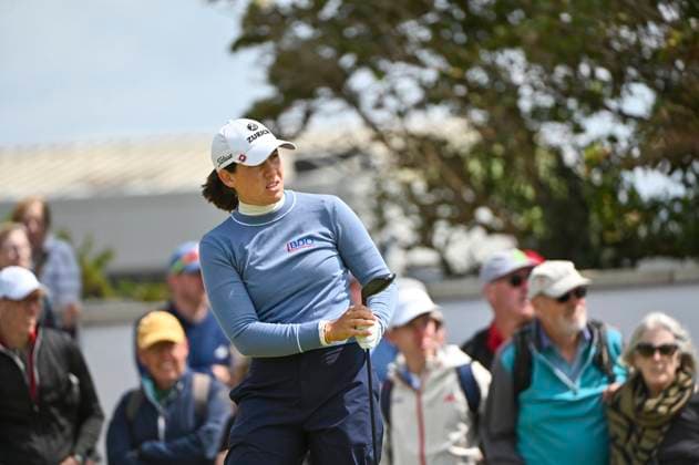 1st August 2025; Royal Porthcawl Golf Club, Porthcawl, Wales; AIG Womens Open Golf, Round 2; Albany Valenzuela on the first tee box  AledxHopkins