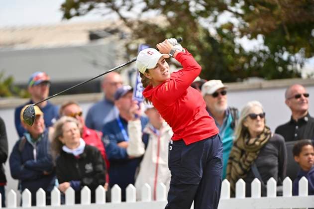 1st August 2025; Royal Porthcawl Golf Club, Porthcawl, Wales; AIG Womens Open Golf, Round 2; Paula Martin Sampedro on the 1st tee  AledxHopkins