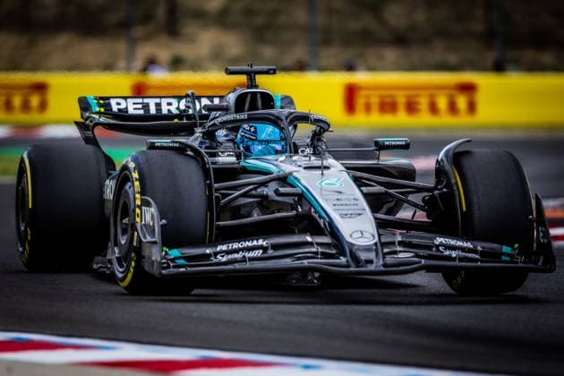 F1 HUNGARIAN GRAND PRIX FREE PRACTICE George Russell of Great Britain and Mercedes AMG Petronas F1 Team during friday s free practice ahead of the F1 Grand Prix of Hungary at Hungaroring Circuit on August 01, 2025, in Budapest, Hungary. Copyright: xx 080A4394