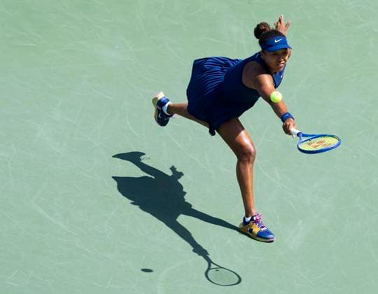 August 1, 2025, Montreal, Pq, Canada: Naomi Osaka of Japan hits a return to Jelena Ostapenko of Latvia during third round tennis action at the National Bank Open in Montreal, Friday, Aug. 1, 2025. Canada News - August 1, 2025  - ZUMAc35_ 20250801_zaf_c35_026 Copyright: xChristinnexMuschix