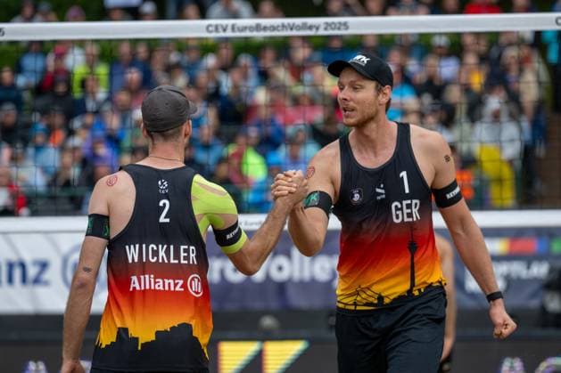 European Championship Beach Volleyball Düsseldorf, 01 08 2025 Nils Ehlers GER , Clemens Wickler GER European Championship Beach Volleyball Düsseldorf on 01 08 2025 Copyright: xBEAUTIFULxSPORTS PeterxWeberx