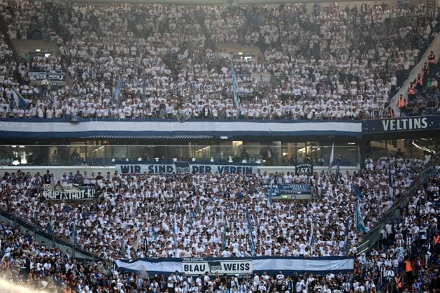 Fans of Hertha BSC at the match of the 2 Bundesliga season 2025 26 FC Schalke 04 Hertha BSC Copyright Thomas Pakusch