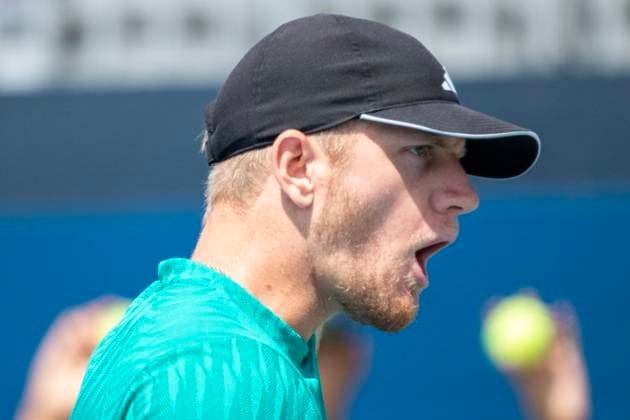 Spaniard Alejandro Davidovich celebrates against Czech Jakub Mensik during a match at the ATP, Tennis Herren 1000 tournament in Toronto, Canada, 01 August 2025. Davidovich defeats Czech Mensik and reaches the round of 16 at the ATP 1000 in Toronto !ACHTUNG: NUR REDAKTIONELLE NUTZUNG!  Copyright: xJulioxCesarxRivasx USA4198 0828404925st