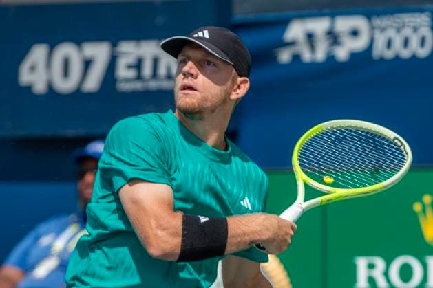 Spaniard Alejandro Davidovich in action against Czech Jakub Mensik during a match at the ATP, Tennis Herren 1000 tournament in Toronto, Canada, 01 August 2025. Davidovich defeats Czech Mensik and reaches the round of 16 at the ATP 1000 in Toronto !ACHTUNG: NUR REDAKTIONELLE NUTZUNG!  Copyright: xJulioxCesarxRivasx USA4207 0828405356st