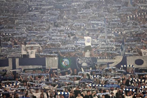 Fans of Hertha BSC at the match of the 2 Bundesliga season 2025 26 FC Schalke 04 Hertha BSC Copyright Thomas Pakusch
