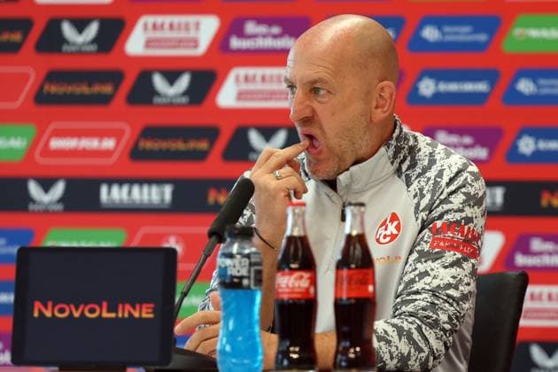 01 08 2025, xrekx, Soccer 2 Bundesliga, 1 FC Kaiserslautern Press Conference v l Torsten Lieberknecht Coach 1 FC Kaiserslautern DFL DFB REGULATIONS PROHIBIT ANY USE OF PHOTOGRAPHS as IMAGE SEQUENCES and or QUASI VIDEO Kaiserslautern